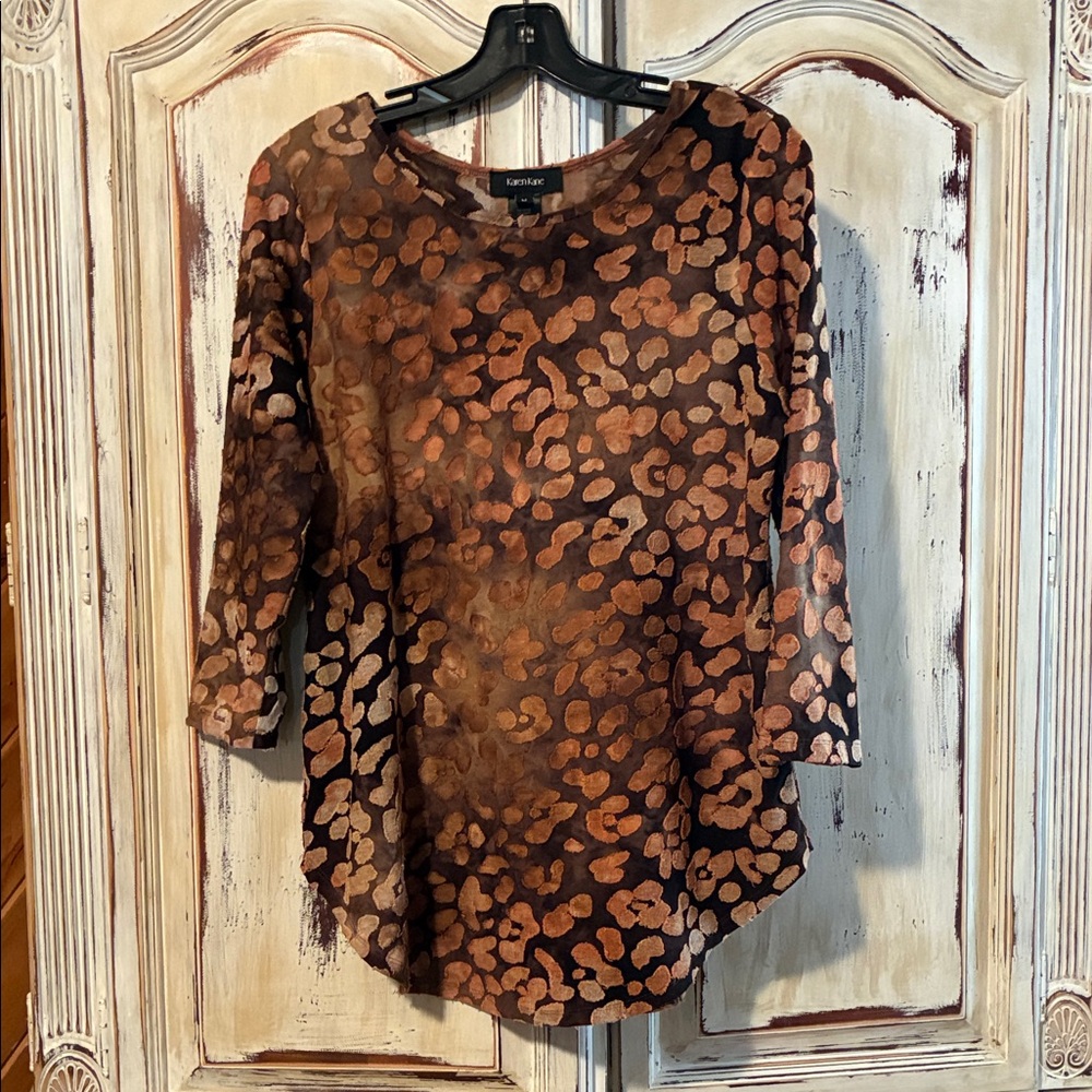 Karen Kane Women's Top with Brown and Black Animal Print